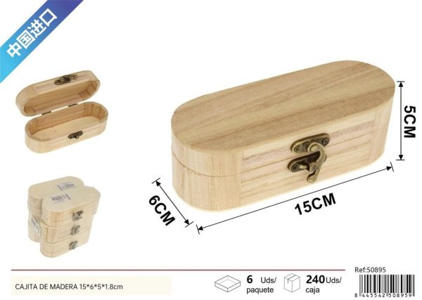 Cajita ovalada de madera de paulownia (6 pcs) 15x6x5x1.8 cm - Almacenamiento de decoración