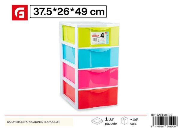 Cajonera Ebro 4 cajones blanco - Muebles de plástico para el hogar