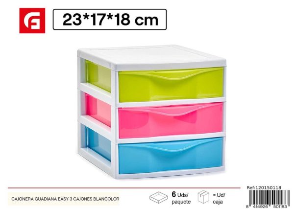 Cajonera Guadiana Easy 3 cajones blanco para almacenamiento - Imagen 2