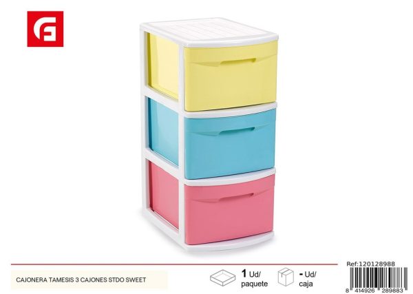 Cajonera Tamesis 3 cajones 58.5*28.5*39 cm - Organización del hogar