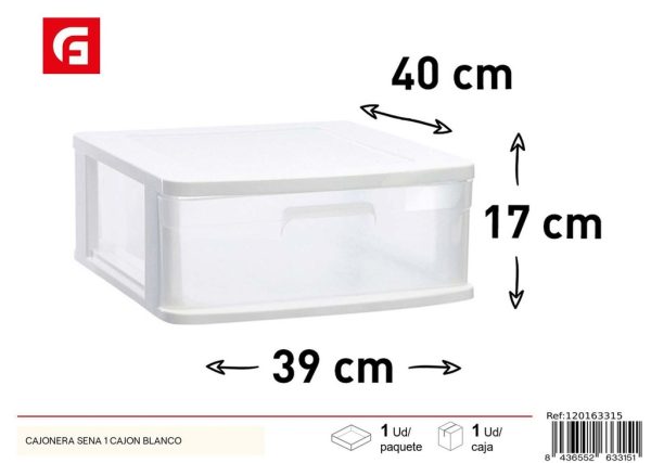 Cajonera de plástico 1 capa blanca - Almacenamiento de hogar