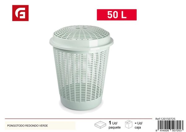 Canasta redonda verde 50 L - Accesorios domésticos