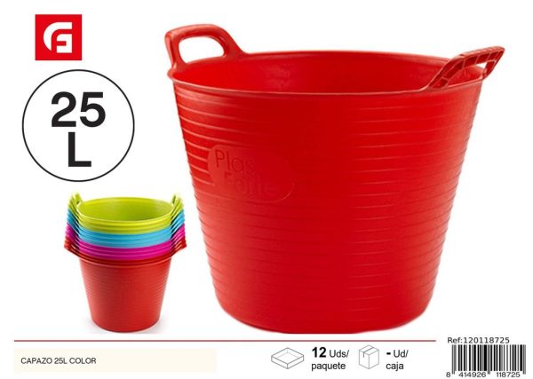 Capazo de plástico 25L color, almacenamiento hogar