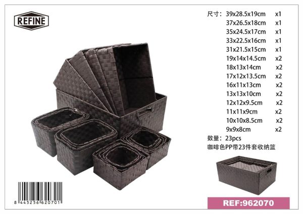 Cesta de almacenamiento 23 piezas marrón - Accesorios de hogar y organización