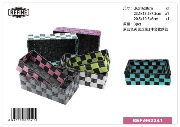 Cesta de almacenamiento 3 pcs negra-azul - Artículos de organización