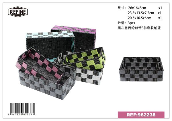 Cesta de almacenamiento 3 pcs negra-gris - Artículos de organización