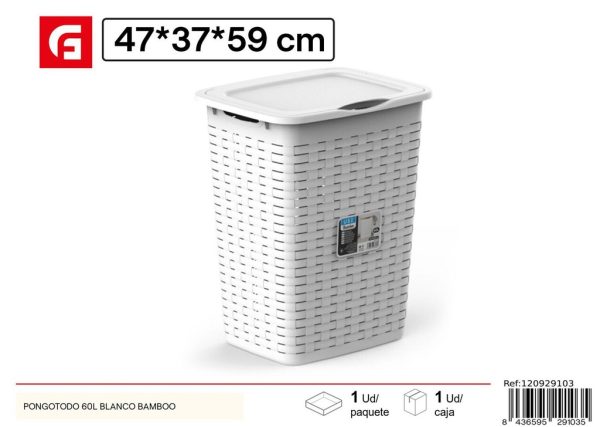 Contenedor PONGOTODO 60L blanco bamboo - Organización y almacenamiento
