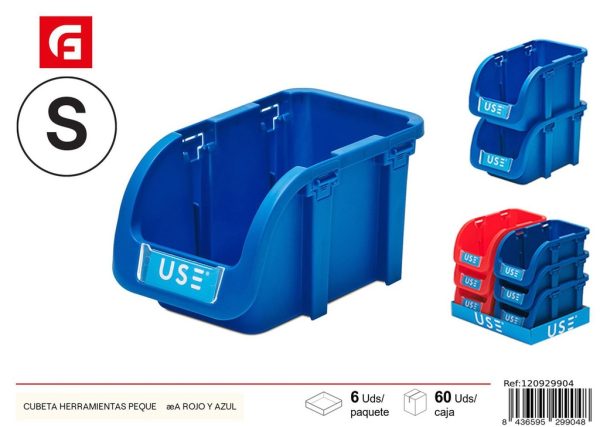 Cubeta herramientas pequeña roja y azul - Herramientas de ferretería