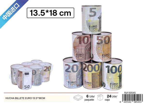 Hucha billete euro 13.5x18cm para ahorro y decoración