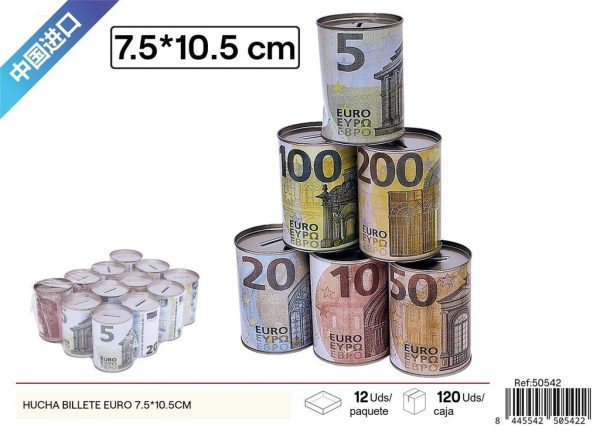 Hucha billete euro 7.5x10.5cm para ahorro y decoración