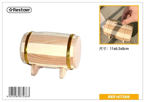 Hucha de madera 11*6.5*8cm 鼓形储蓄罐 para ahorro y decoración