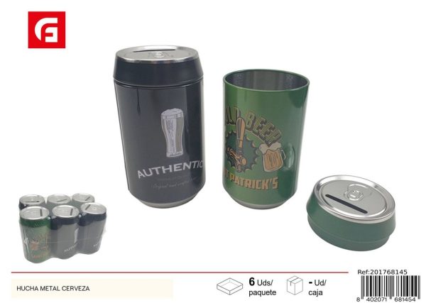 Hucha de metal con forma de cerveza - Decoración y ahorro