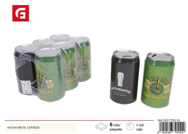 Hucha de metal con forma de cerveza para ahorro y decoración