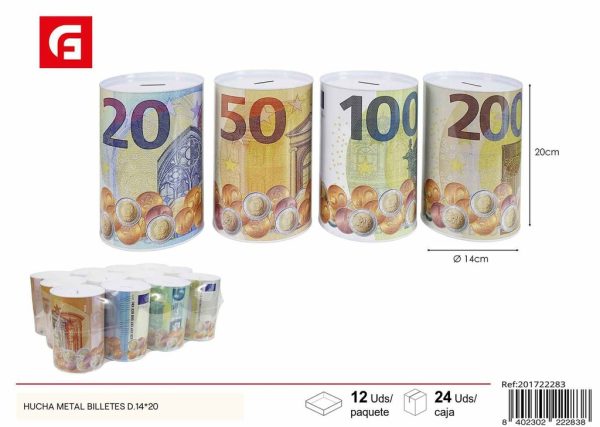 Hucha de metal para billetes D.14*20 - Decoración para hogar