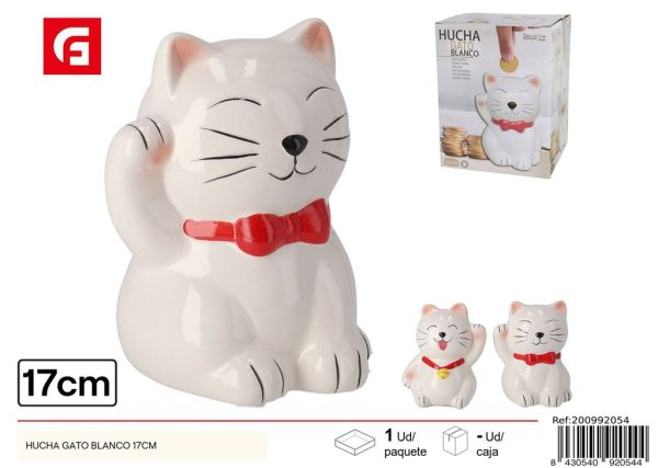 Hucha gato blanco 17 cm - Decoración del hogar
