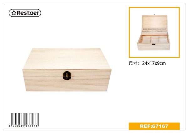 Joya de madera rectangular con dos capas 24x17x9 cm - Artículos de regalo