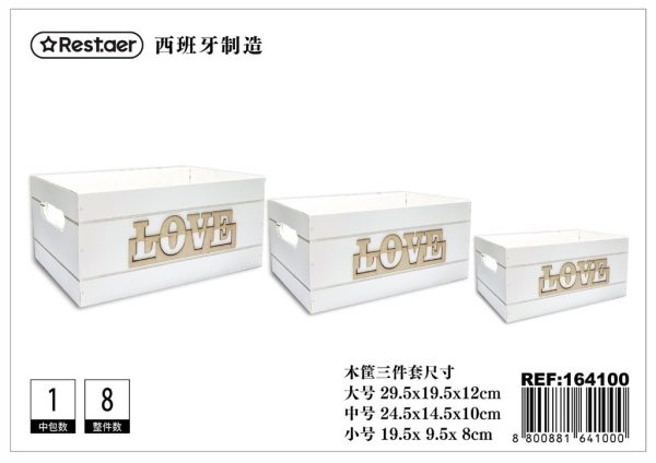 Juego de 3 marcos de madera color blanco LOVE - Decoración del hogar