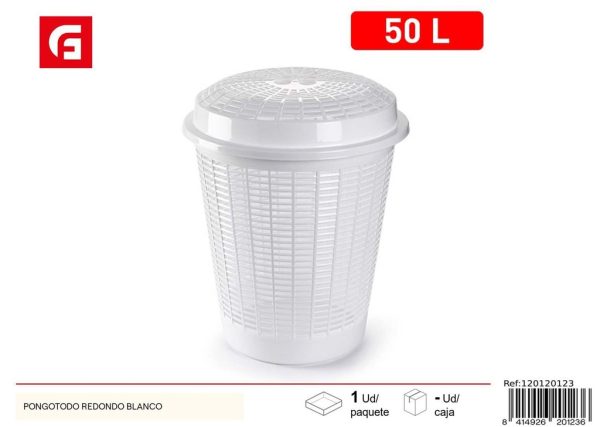Pongotodo redondo blanco 50L - Organización del hogar