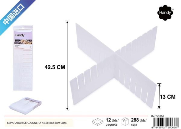 Separador de cajonera 42.3x13x2.8cm (2 uds) - Organización del hogar