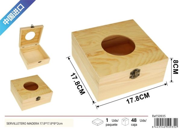 Servilletero de madera 17.8x17.8x8x2 cm - Utensilios de cocina