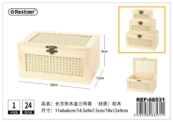 Set de 3 cajas de madera - Artículos de regalo - Imagen 2