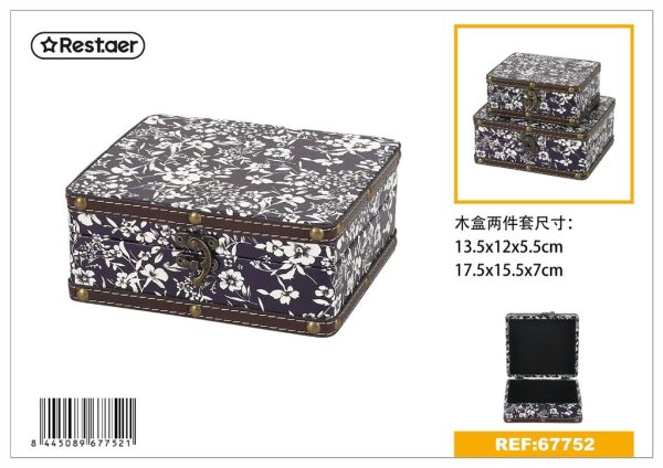 Set de caja de madera 2pcs para almacenamiento decorativo