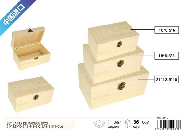 Set de cajas de madera rectangulares - Decoraciones de regalo