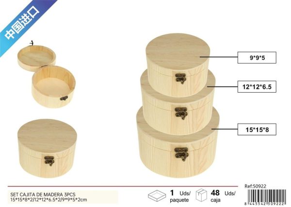 Set de cajitas de madera 3 piezas - Artículos para el hogar
