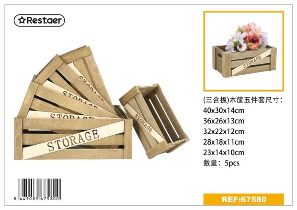 Set de cestas de madera 40x30x14 cm - Organización del hogar