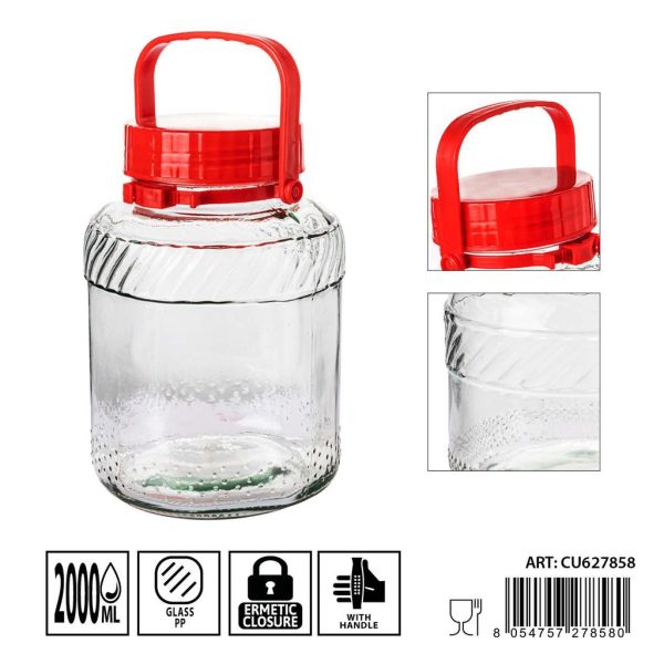 Tarros de cristal con asa 2000ml dimensiones 14X20.5cm - Artículos de hogar y tarros de almacenamiento