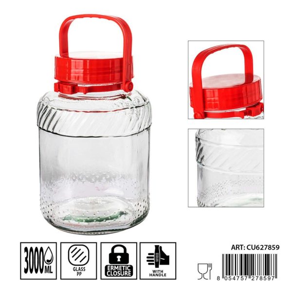Tarros de cristal con asa 3000ml dimensiones 15.5X23.5cm - Artículos de hogar y tarros de almacenamiento