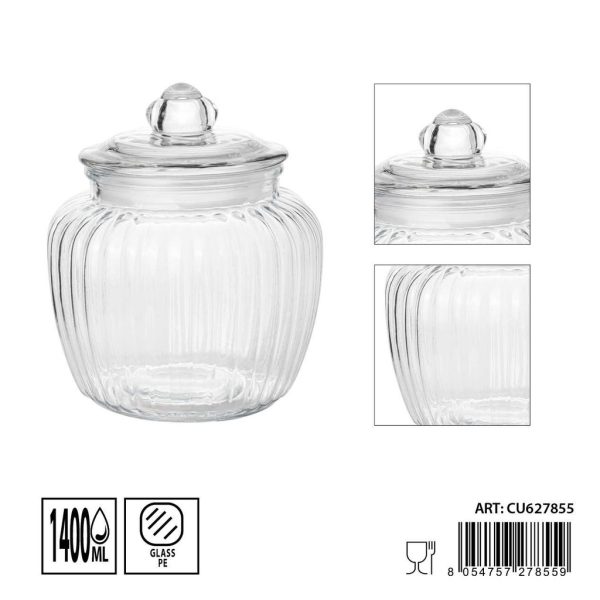 Tarros de cristal con tapa 1400ml dimensiones 14X17cm - Artículos de hogar y tarros de almacenamiento