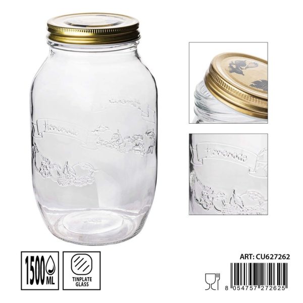 Tarros de cristal con tapa 1500ml 11.2X11.2X20.8cm - Artículos de hogar y tarros de almacenamiento