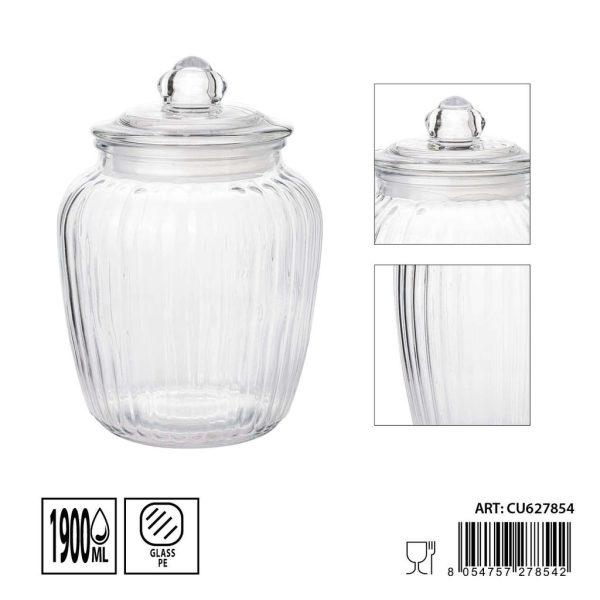 Tarros de cristal con tapa 1900ml dimensiones 14X20.5cm - Artículos de hogar y tarros de almacenamiento