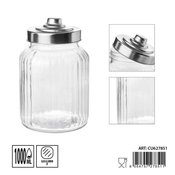 Tarros de cristal con tapa de aluminio 1000ml dimensiones 11.5X18cm - Artículos de hogar y tarros de almacenamiento