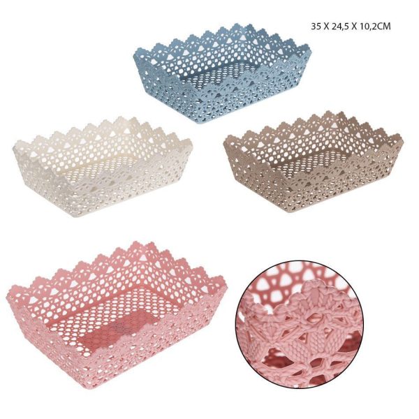 Cesta rectangular de plástico de 35 x 24.5 x 10.2 cm - Organización del hogar