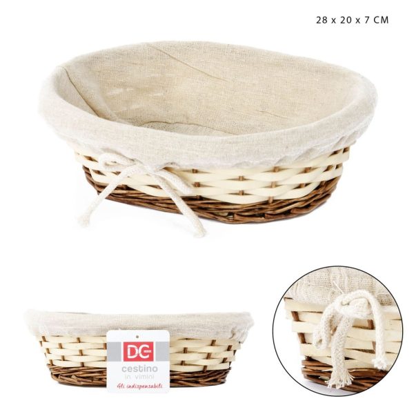Cesta de mimbre ovalada forrada 28x20x7cm - Accesorio de cocina