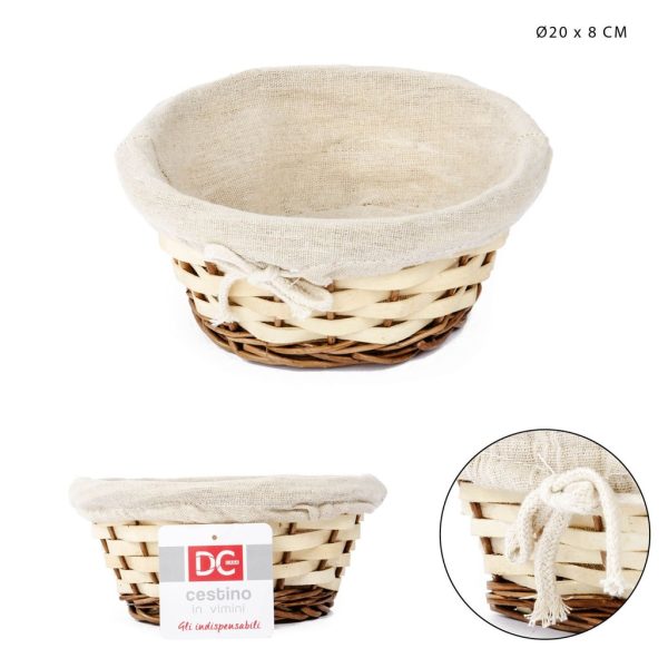 Cesta mimbre forrada redonda 20x8 cm - Accesorios de cocina