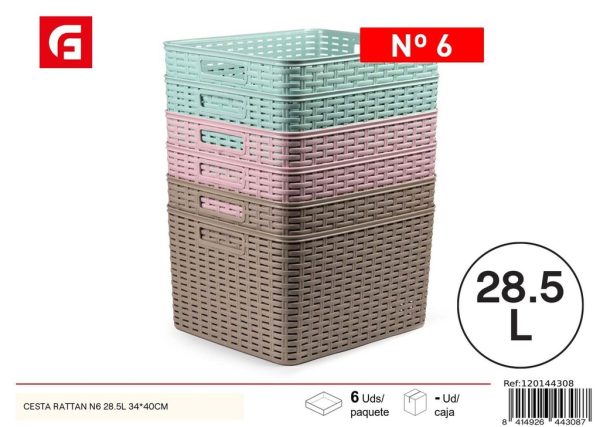 Cesta de rattan N6 28.5L 34*40CM - Cesta de plástico