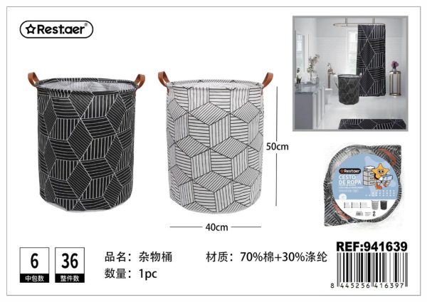 Cubo de ropa sucia de lona 40x50 cm - Organizador de lavandería