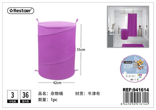 Cubo de ropa sucia de oxford 42x55 cm color morado - Almacenamiento del hogar