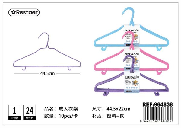 Percha envuelta en plástico con gancho 10 pcs - Accesorios para organización