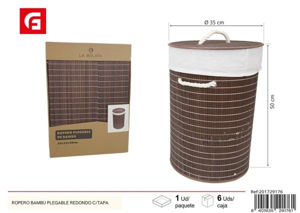 Ropero bambú plegable redondo c/tapa - Organización y almacenamiento