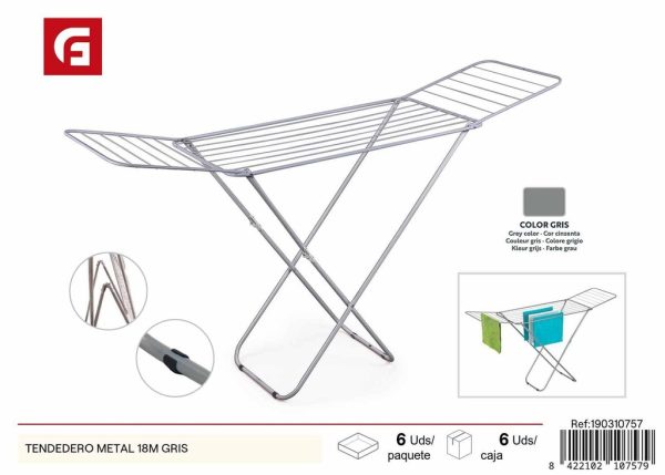 Tendedero de metal 18 m gris - Accesorios de limpieza