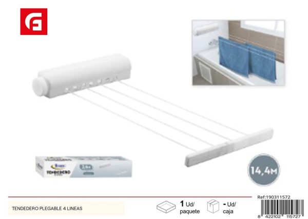 Tendedero plegable de 4 líneas - Accesorios para el hogar
