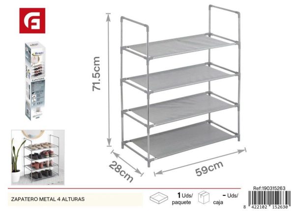 Zapatero metal 4 alturas - Decoración y estanterías