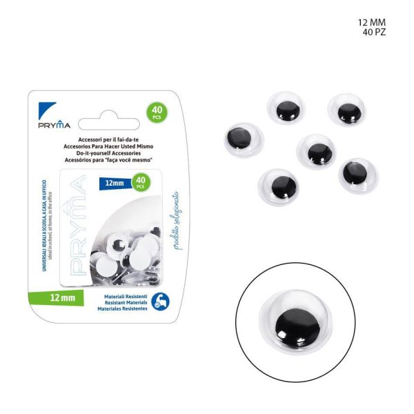adornos oculares autoadhesivos de 12 mm, 40 piezas - Accesorios de manualidades