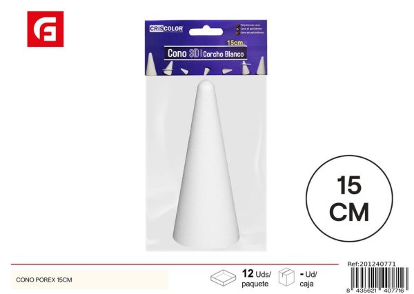 Cono de porex 15 cm - Manualidades y decoraciones