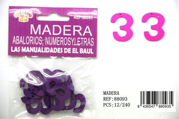 Figura de madera número "3" 20x25 mm - Manualidades