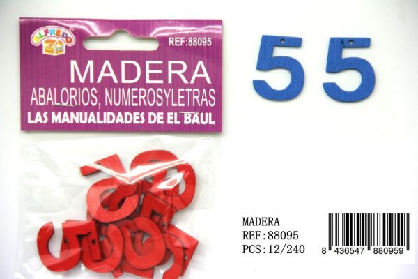 Figura de madera números "5" 20mmx25mm para manualidades